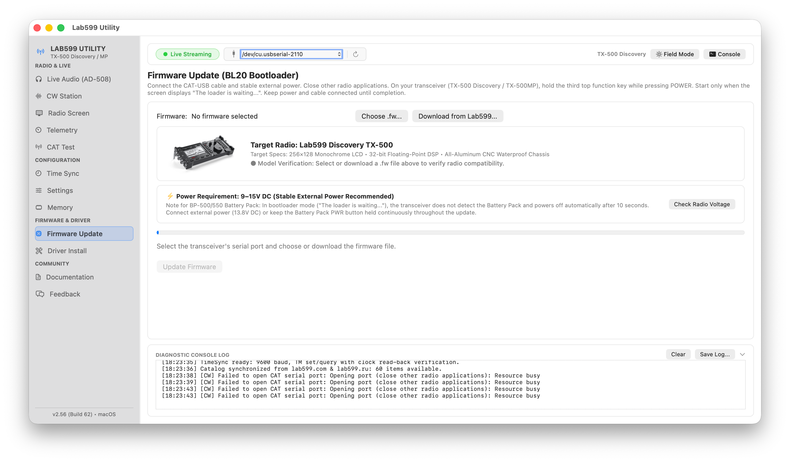 Lab599 Utility for macOS station overview