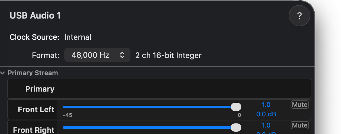 macOS Audio MIDI Setup Output volume at 100 percent