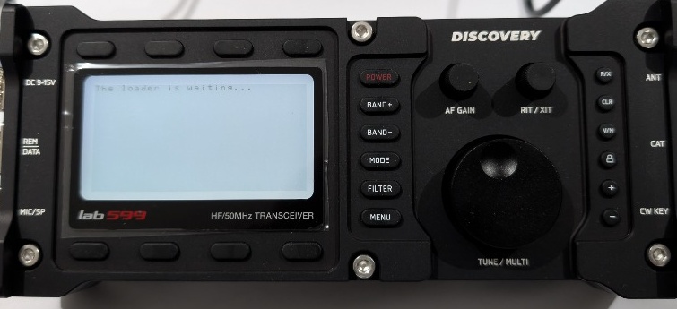 TX-500 in bootloader mode showing The loader is waiting