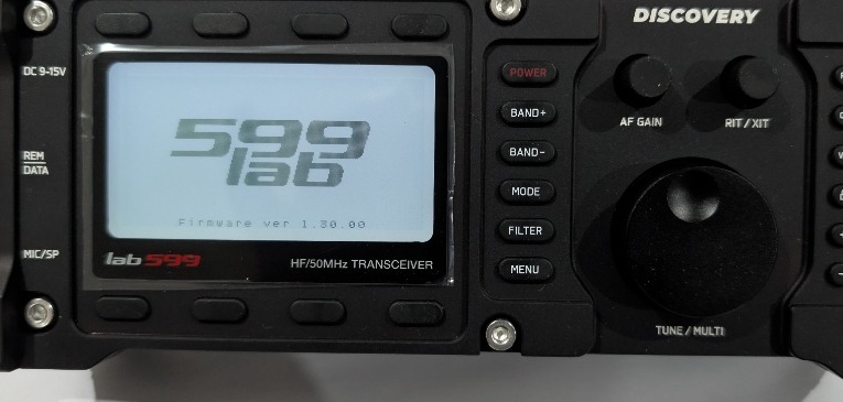 Lab599 Discovery TX-500 transceiver running updated firmware version 1.30.00