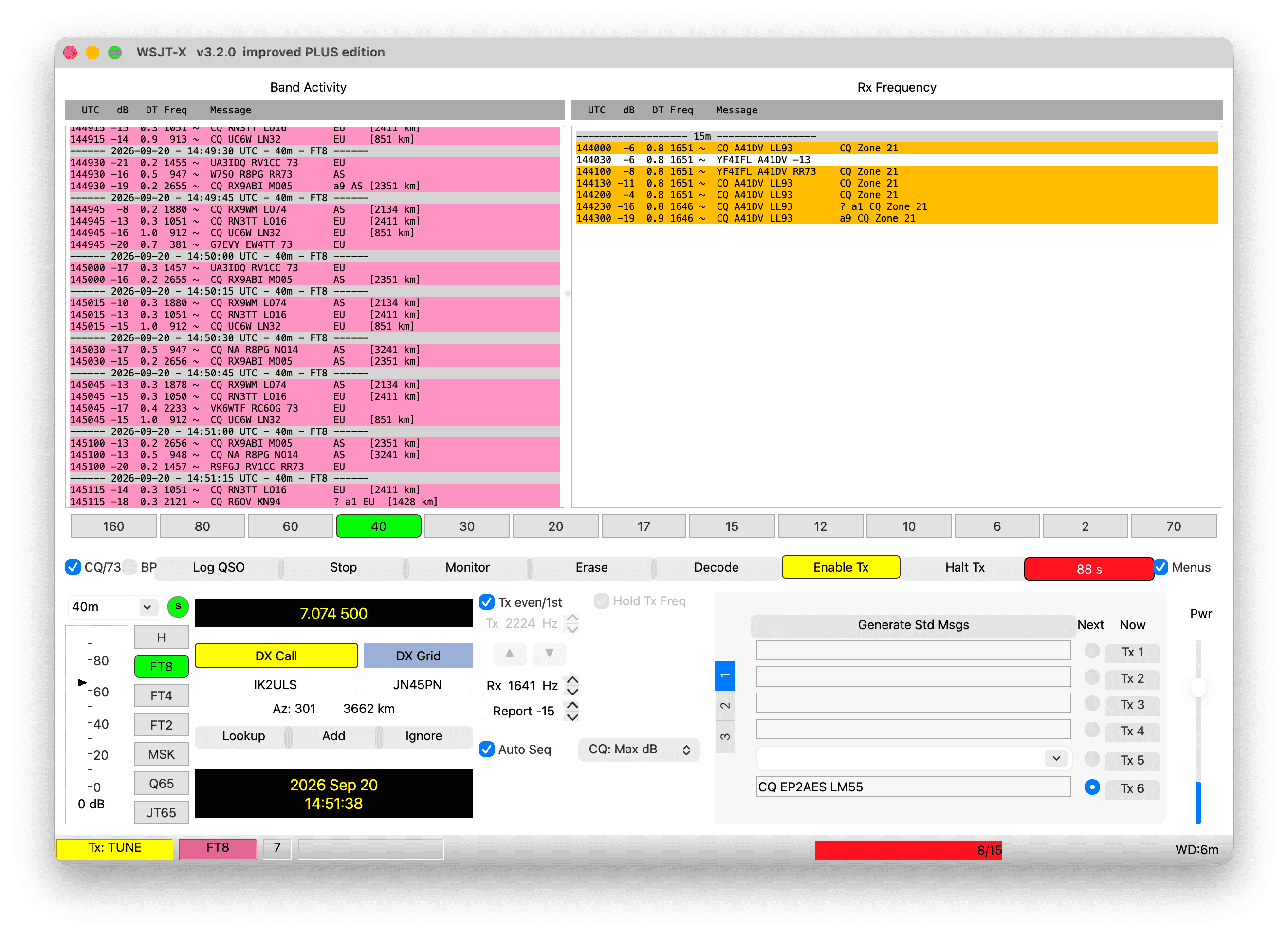 WSJT-X Tune active on macOS Tahoe